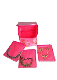 SuneshCreation SUNVIKA HOUSE Set of 10 Makeup Pouches Necklace Earrings Cosmetic Vanity Storage Box Jewellery Organizer Toiletry Organizer Pouch For Women Color - Pink-thumb2