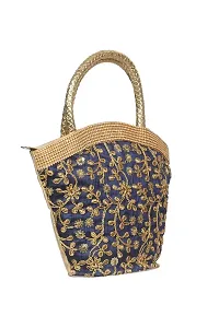 SuneshCreation Beautiful Embroidered Handbag For Women  Girls (Blue)-thumb1
