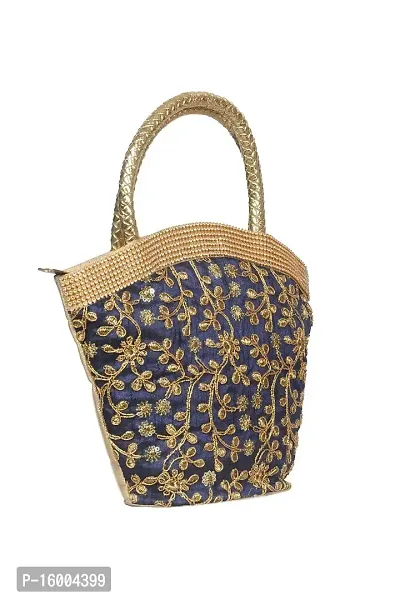 SuneshCreation Beautiful Embroidered Handbag For Women  Girls (Blue)-thumb2