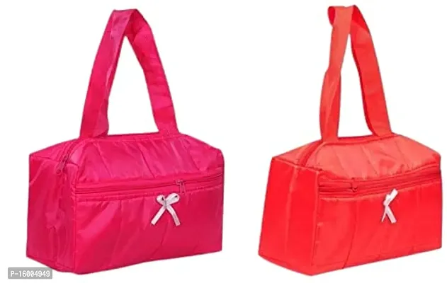 SuneshCreation Pack of 2 Red  Pink Nylon Travel Women's Casual Handbag/Shoulder Bag