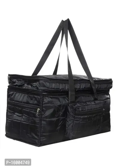 Sunesh Creation Nylon Fabric Foldable Waterproof Travel Bag/Duffle Bag with Zip Closer (Black,51x27x33cm)
