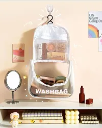 Makeup Storage Bag, Frosted Portable Large Capacity PVC Make Up Wash Bath Household Travel Bag, Flip Cosmetic Bag Storage Organizer Travel Vanity Grooming Pouch PU Toiletry Bag-thumb1