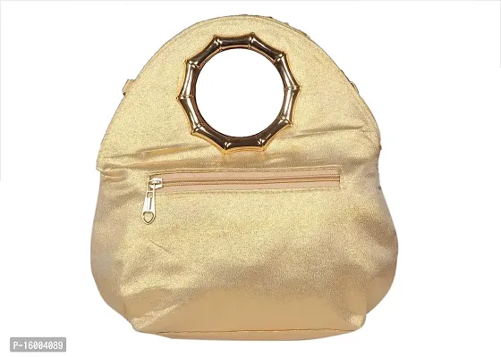 Sunesh Creation Beautiful Silk Golden Handbag For Women  Girls-thumb5