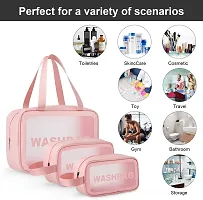 Washbag Set of 3 pcs PVC Waterproof Zippered Cosmetic Toiletry Makeup Vanity Shaving Household Grooming Travel Storage Organizer Bags Portable Carry Pouch kit Pack for Men Women Girls Travel-thumb1