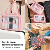 Washbag Set of 3 pcs PVC Waterproof Zippered Cosmetic Toiletry Makeup Vanity Shaving Household Grooming Travel Storage Organizer Bags Portable Carry Pouch kit Pack for Men Women Girls Travel-thumb3