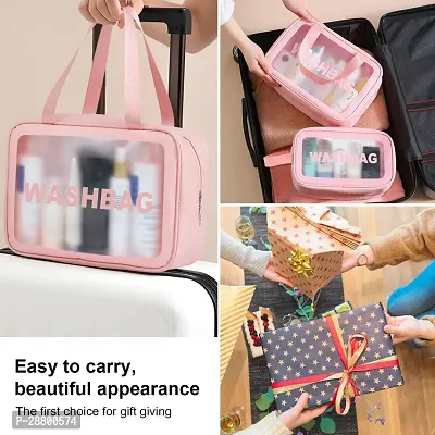 Washbag Set of 3 pcs PVC Waterproof Zippered Cosmetic Toiletry Makeup Vanity Shaving Household Grooming Travel Storage Organizer Bags Portable Carry Pouch kit Pack for Men Women Girls Travel-thumb4