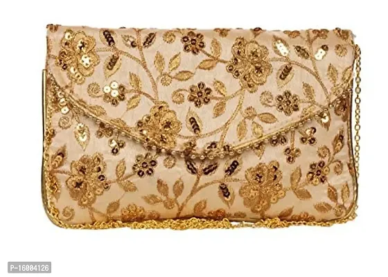 SuneshCreation Women's Golden Handbag | Bridal Clutch