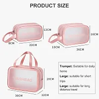 Washbag Set of 3 pcs PVC Waterproof Zippered Cosmetic Toiletry Makeup Vanity Shaving Household Grooming Travel Storage Organizer Bags Portable Carry Pouch kit Pack for Men Women Girls Travel-thumb2