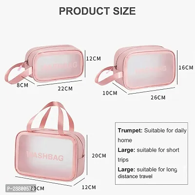 Washbag Set of 3 pcs PVC Waterproof Zippered Cosmetic Toiletry Makeup Vanity Shaving Household Grooming Travel Storage Organizer Bags Portable Carry Pouch kit Pack for Men Women Girls Travel-thumb3