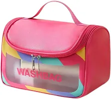 Makeup Storage Bag, Frosted Portable Large Capacity PVC Make Up Wash Bath Household Travel Bag, Flip Cosmetic Bag Storage Organizer Travel Vanity Grooming Pouch PU Toiletry Bag-thumb1