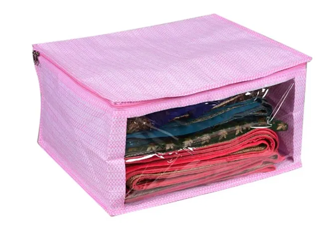 Sunvika House Non Woven Foldable Saree Covers/Clothes Storage Bag/Wardrobe Organizer With Window And Zip for lehenga wedding dresses Extra Large (Purple)