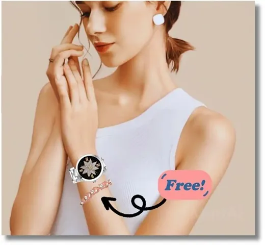 New Women Watch Screen Flower Design Metal Watch For Women