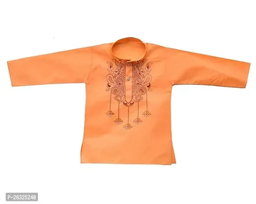 Stylish Orange Cotton Printed Kurtas For Boys-thumb0