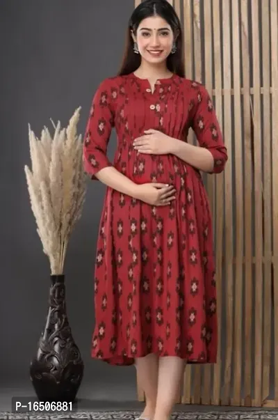 Bhadrakali Rayon Maroon Pintex Feeding Maternity-thumb0