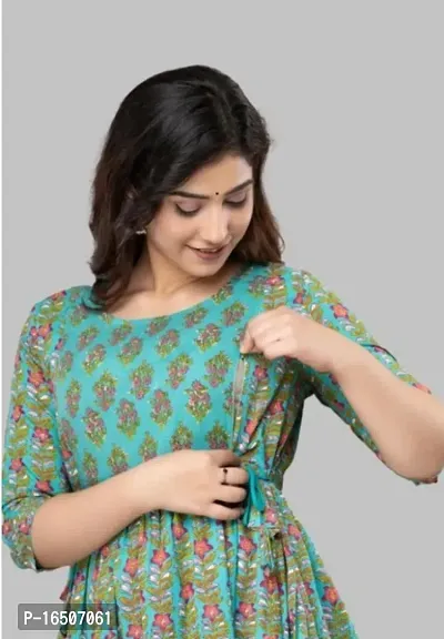 Bhadrakali Rayon Green Flower Feeding Maternity-thumb2