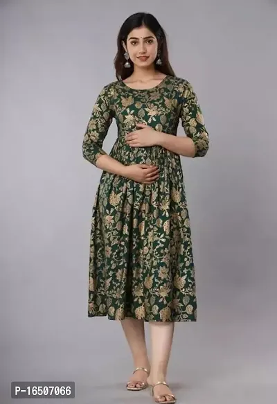 Bhadrakali Rayon Dark Green Leaf Feeding Maternity-thumb0