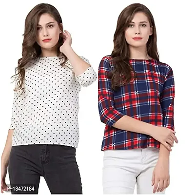 Women's Regular and Fancy Tops Whitedot & RedCheck (Pack of 2) Nowtryit (Large)