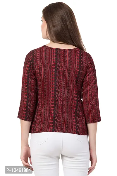 Women's Regular Fit Maroon & Red Line Top Now Try IT-thumb3