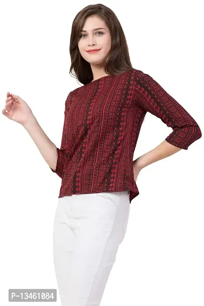 Women's Regular Fit Maroon & Red Line Top Now Try IT-thumb2