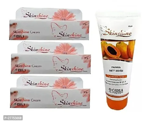 SKINSHINE cream 3 pc(15x3) and Skineshine Papaya face wash acne free skine (70)g set of 4 item's-thumb0