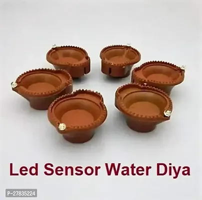 LED Water Sensor Diya Eco Friendly Non Electric Diya for Diwali and Decoration Pack of 6-thumb0