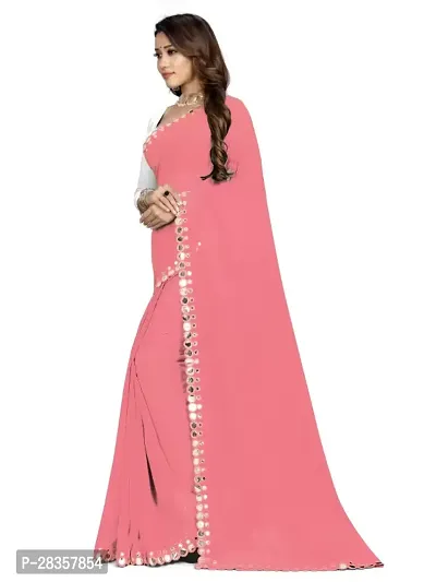 Elegant Pink Georgette Banarasi Silk Saree With Blouse Piece-thumb4