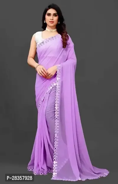 Classic Georgette Solid Saree with Blouse piece-thumb0