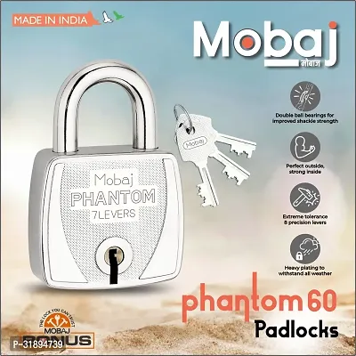 Mobaj Phantom 60mm Pack of 2 Padlock Silver-thumb5