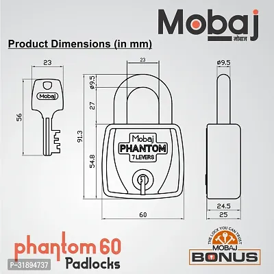 Mobaj Phantom 60mm Padlock Silver-thumb4