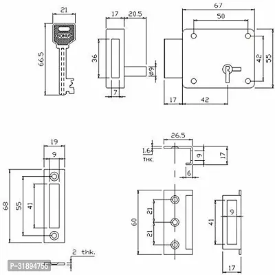 Bonus Cupboard Lock CB 55 Chest Lid Lock Pack of 1-thumb2