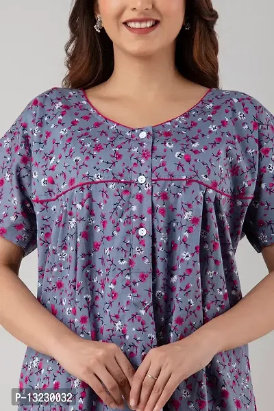 Bangur Fabric Women Printed Cotton Nightwear Nighty Maxi.106-GREY-L-thumb5