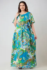 Bangur Fabric Women Printed Cotton Nightwear Nighty Maxi.1202-BLUE-XL-thumb1