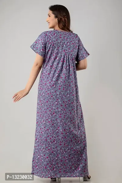 Bangur Fabric Women Printed Cotton Nightwear Nighty Maxi.106-GREY-L-thumb4