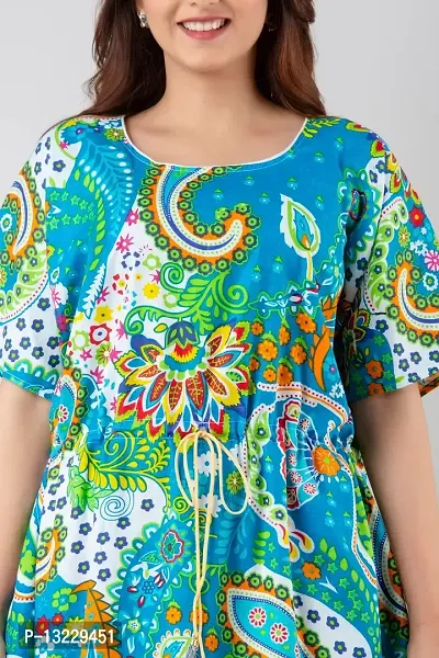 Bangur Fabric Women Printed Cotton Nightwear Nighty Maxi.1202-BLUE-XL-thumb5