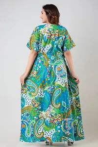 Bangur Fabric Women Printed Cotton Nightwear Nighty Maxi.1202-BLUE-XL-thumb3