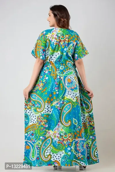 Bangur Fabric Women Printed Cotton Nightwear Nighty Maxi.1202-BLUE-XL-thumb4