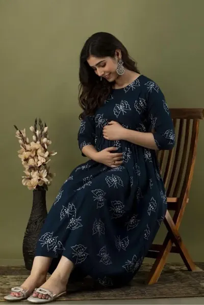 Womens Rayon Regular Fit Maternity Kurta