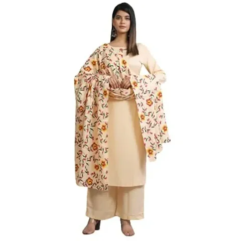 Stylish Rayon Straight Printed Kurti with Bottom and Dupatta Set