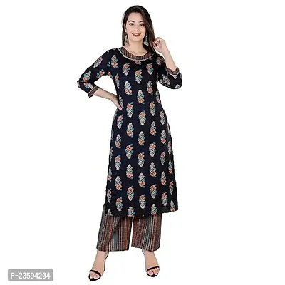 Women's Printed Rayon Straight Kurti with Pant Set for Women