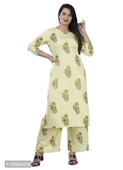 Women's Printed Rayon Straight Kurti with Pant and Dupatta Set For Women Girls.-thumb3