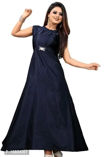 Fancy Satin Gown For Women-thumb0