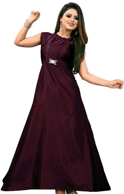 Trendy Elegant Taffeta Satin Solid Ethnic Gowns