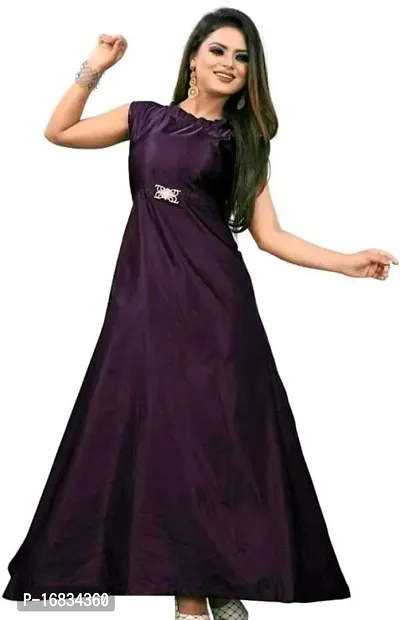 Fancy Satin Gown For Women-thumb0