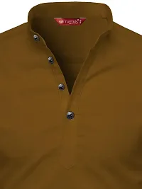 Reliable Golden Cotton Solid Short Length Kurta For Men-thumb3