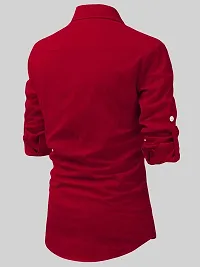 Reliable Red Cotton Solid Short Length Kurta For Men-thumb1