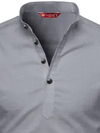 Reliable Grey Cotton Solid Short Length Kurta For Men-thumb3