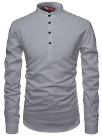 Reliable Grey Cotton Solid Short Length Kurta For Men-thumb2