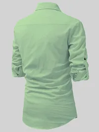 Reliable Light Green Cotton Solid Short Length Kurta For Men-thumb1