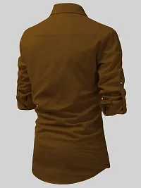 Reliable Golden Cotton Solid Short Length Kurta For Men-thumb1