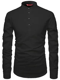 Reliable Black Cotton Solid Short Length Kurta For Men-thumb3